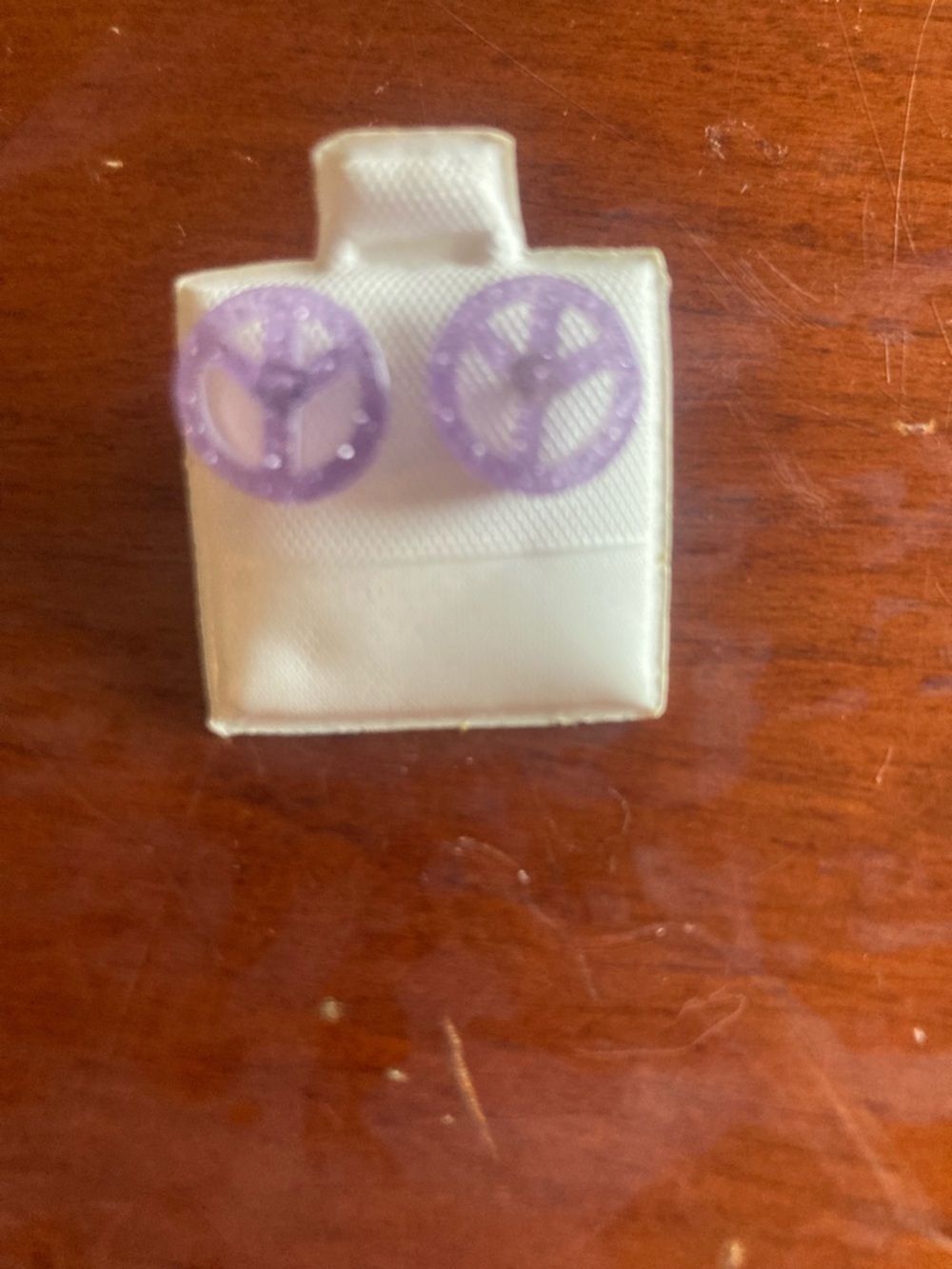 Lilac peace sign earrings stud earrings. Brand new. Super Cute - Picture 2 of 2
